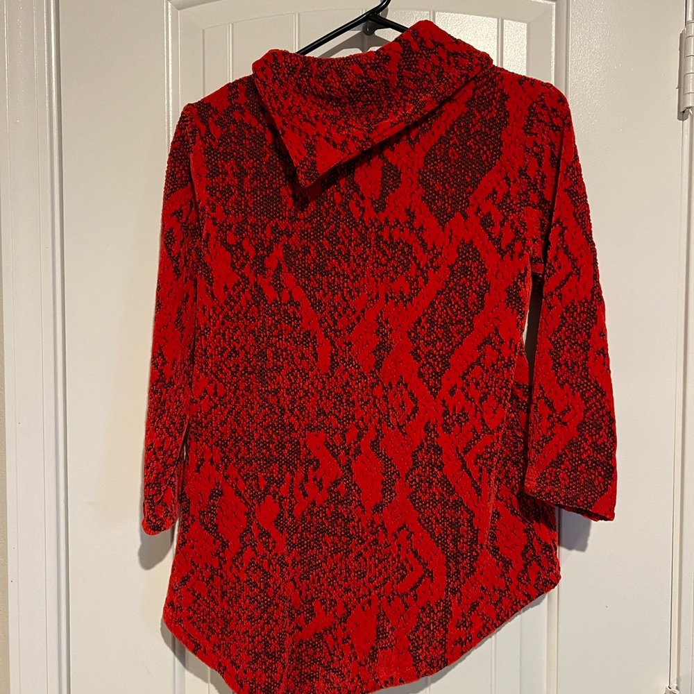 Ruby Rd. Red and Black Cowl Neck Sweater - Picture 3 of 3